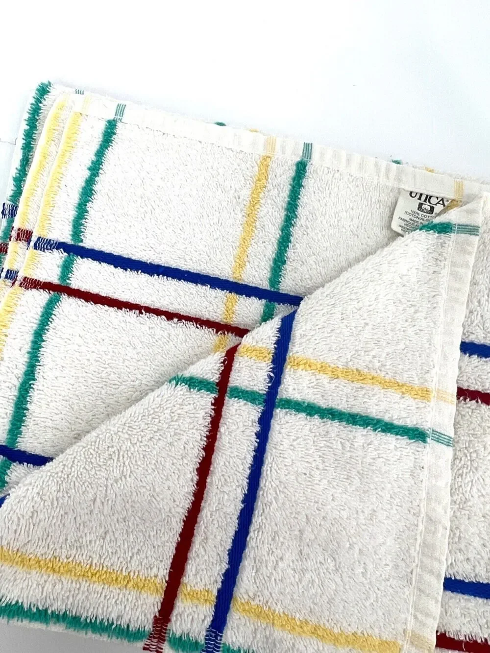Vintage Utica Primary Color Grid Pattern Bath Towel Movie TV Prop
